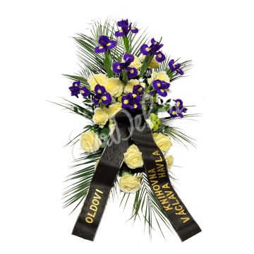 Smuteční kytice Iris a růže avalanche - EvaDekor.cz rozvoz květin po Praze