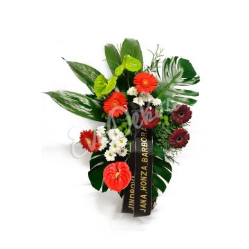 Smuteční kytice Zelené anthurium a gerbery - EvaDekor.cz rozvoz květin po Praze