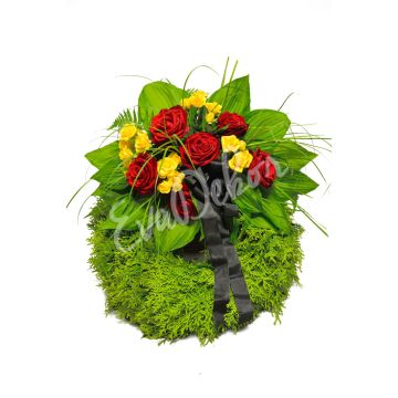 Smuteční věnec Žluté růžičky - EvaDekor.cz rozvoz květin Praha