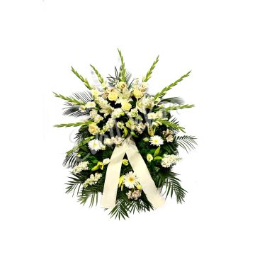 Smuteční věnec Bílé gladioly - EvaDekor.cz rozvoz květin Praha
